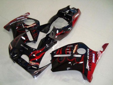 Best 1988-1989 Honda CBR250RR MC19 Motorcycle Fairings - Glossy Black Red Flame