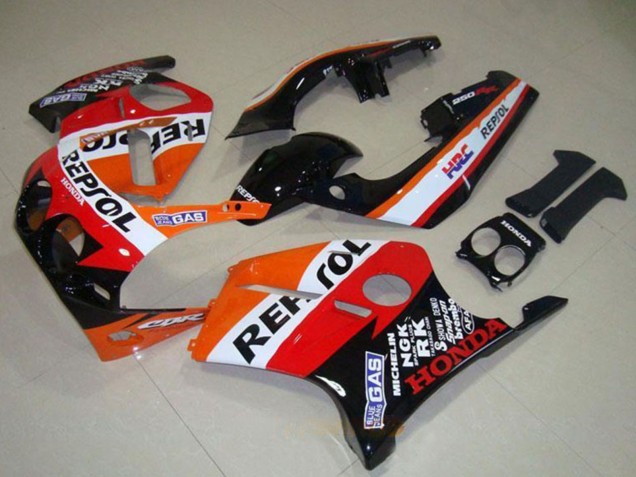 1988-1989 Honda CBR250RR MC19 Motorcycle Fairings - Orange White Red Glossy Black Repsol