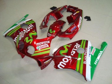 Best 1990-1998 Honda CBR250RR MC22 Motorcycle Fairings - Red White Green MoviStar