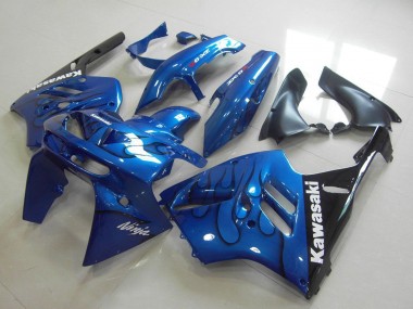 Best 1994-1997 Kawasaki ZX9R Motorcycle Fairing - Blue Black Flame