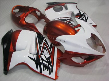 Best 1996-2007 Suzuki GSXR 1300 Hayabusa Motorcycle Fairings - White Orange Black