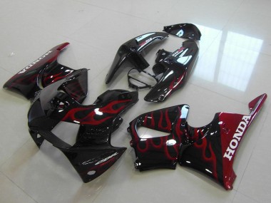 Best 1998-1999 Honda CBR900RR 919 Motorcycle Fairings - Glossy Black Red Flame