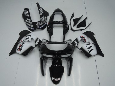 Best 1998-1999 Kawasaki ZX9R Motorcycle Fairings - Glossy Black White West