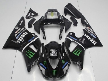 Best 1998-1999 Yamaha YZF R1 Motorcycle Fairings - Glossy Black Blue Green Motul Monster Drink