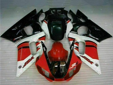 Best 1998-2002 Yamaha YZF R6 Motorcycle Fairing - White Red Glossy Black