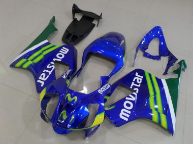Best 2000-2006 Honda VTR1000 Motorcycle Fairings - Blue Green White MoviStar