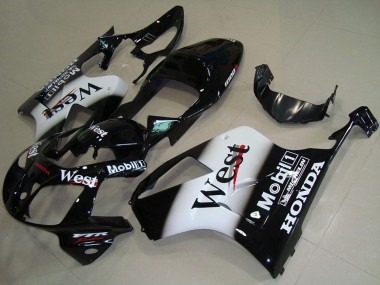 Best 2000-2006 Honda VTR1000 Motorcycle Fairings - Glossy Black White West