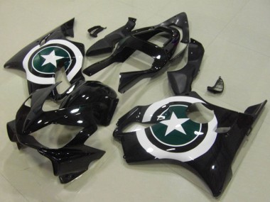 Best 2001-2003 Honda CBR600 F4i Motorcycle Fairings - White Glossy Black Star
