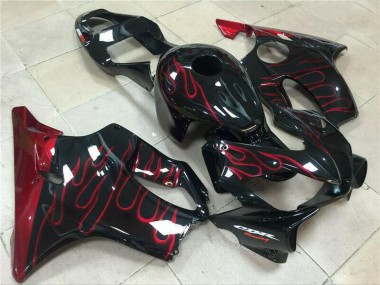 Best 2001-2003 Honda CBR600 F4i Motorcycle Fairing - Glossy Black Red Flame