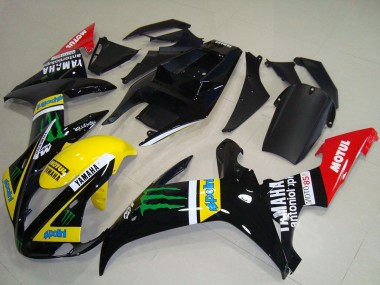 Best 2002-2003 Yamaha YZF R1 Motorcycle Fairings - Glossy Black Yellow Red Green Motul Monster