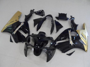 Best 2002-2006 Kawasaki ZX12R Motorcycle Fairing Kits - Glossy Black Gold
