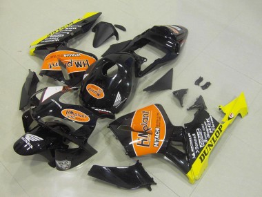 Best 2003-2004 Honda CBR600RR Motorcycle Fairings - Glossy Black Orange Yellow Hm Plant Dunlop