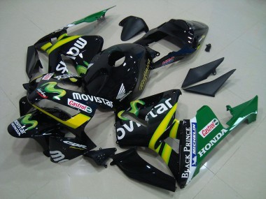 Best 2003-2004 Honda CBR600RR Motorcycle Fairings - Glossy Black Yellow Green MoviStar