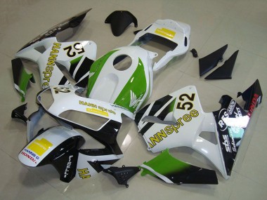 Best 2003-2004 Honda CBR600RR Motorcycle Fairings - White Green Yellow Glossy Black Hannspree 52