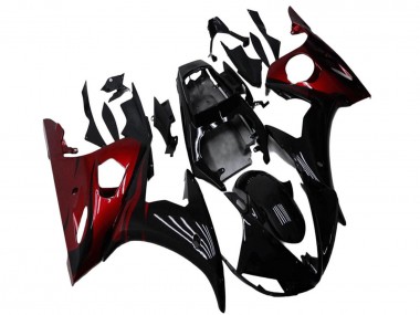 Best 2003-2004 Yamaha YZF R6 Motorcycle Fairing Kits - Glossy Black Red