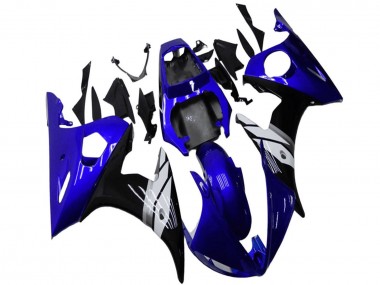 Best 2003-2004 Yamaha YZF R6 Motorcycle Fairings - Blue White Glossy Black