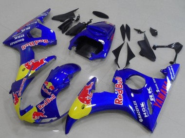 Best 2003-2004 Yamaha YZF R6 Motorcycle Fairings - Blue Yellow Red Bull