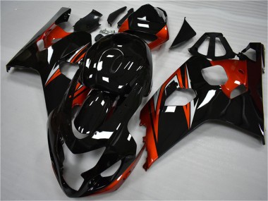 Best 2004-2005 Suzuki GSXR 600/750 Motorcycle Fairings - Glossy Black Red Stripe