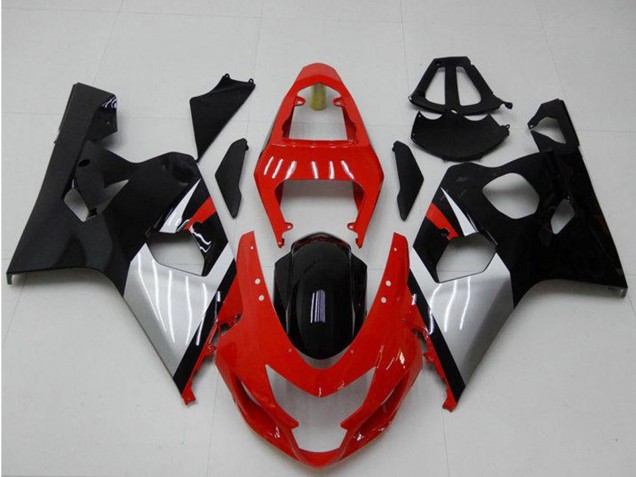 2004-2005 Suzuki GSXR 600/750 Motorcycle Fairings - Red Silver Black