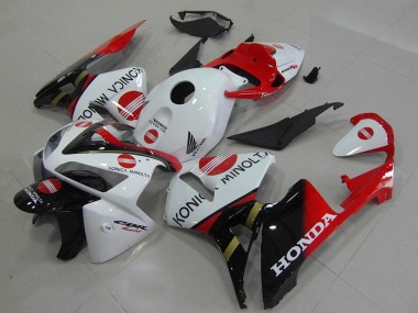 Best 2005-2006 Honda CBR600RR Motorcycle Fairings - White Red Glossy Black Konica Minolta