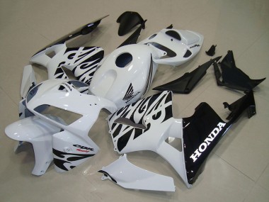 Best 2005-2006 Honda CBR600RR Motorcycle Fairings - White Black Flame