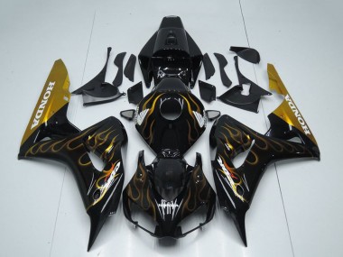 Best 2006-2007 Honda CBR1000RR Motorcycle Fairing - Glossy Black Gold Flame