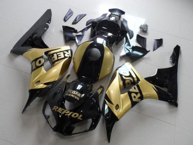 Best 2006-2007 Honda CBR1000RR Motorcycle Fairings - Glossy Black Gold Repsol