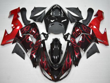 Best 2006-2007 Kawasaki ZX10R Motorcycle Fairing - Glossy Black Red Flame