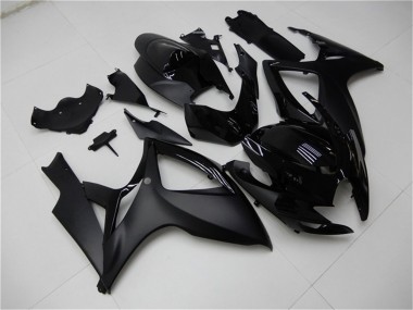 Best 2006-2007 Suzuki GSXR 600/750 Motorcycle Fairings - Matte Black Glossy Black