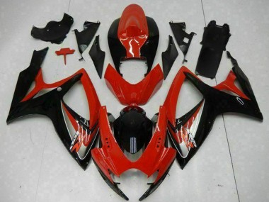 Best 2006-2007 Suzuki GSXR 600/750 Motorcycle Fairings - Red Glossy Black