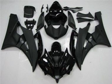Best 2006-2007 Yamaha YZF R6 Motorcycle Fairing - Glossy Black Matte Black