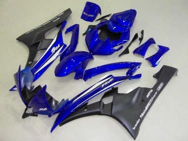 Best 2006-2007 Yamaha YZF R6 Motorcycle Fairings - Blue White Matte Black Motul