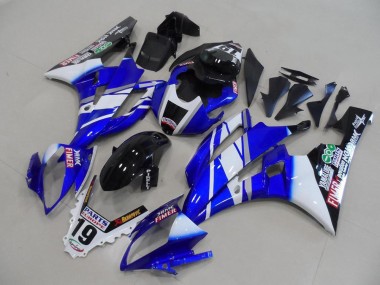 Best 2006-2007 Yamaha YZF R6 Motorcycle Fairings - White Blue Glossy Black Fimer Yamalube