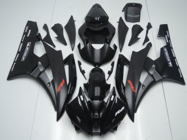 Best 2006-2007 Yamaha YZF R6 Motorcycle Fairings - Glossy Black Matte Black Red Motul Michelin