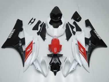 Best 2006-2007 Yamaha YZF R6 Motorcycle Fairing - White Red Matte Black