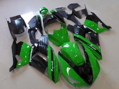 Best 2006-2011 Kawasaki ZX14R ZZR1400 Motorcycle Fairings - Green Glossy Black