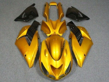 Best 2006-2011 Kawasaki ZX14R ZZR1400 Motorcycle Fairings - Gold Glossy Black