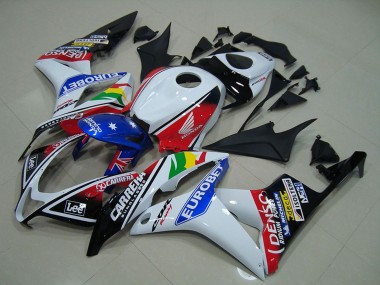 Best 2007-2008 Honda CBR600RR Motorcycle Fairings - White Red Blue Glossy Black EuroBet