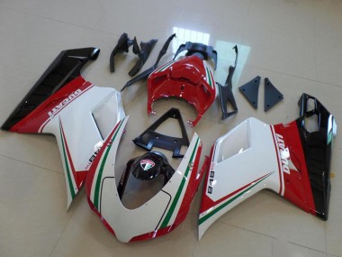 Best 2007-2014 Ducati 848 Motorcycle Fairing - White Red Green Glossy Black