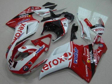 Best 2007-2014 Ducati 848 1098 1198 Motorcycle Fairing - White Red Glossy Black Valsir Xerox OEM Style 21