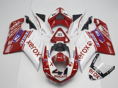 Best 2007-2014 Ducati 848 1098 1198 Motorcycle Fairings - White Red Glossy Black Valsir Xerox OEM Style 41