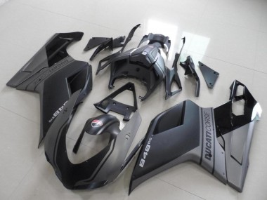 Best 2007-2014 Ducati 848 Motorcycle Fairings - Grey Matte Black