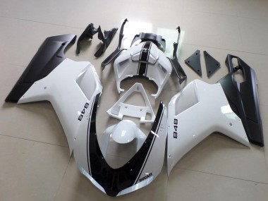 Best 2007-2014 Ducati 848 Motorcycle Fairing - White Matte Black