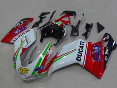 Best 2007-2014 Ducati 848 1098 1198 Motorcycle Fairings - White Red Green Glossy Black Yellow 46