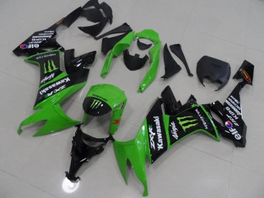 Best 2008-2010 Kawasaki ZX10R Motorcycle Fairings - Green Glossy Black Monster