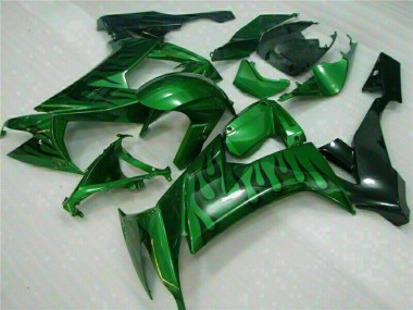 Best 2008-2010 Kawasaki ZX10R Motorcycle Fairings - Glossy Black Green Flame