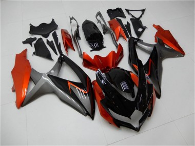 Best 2008-2010 Suzuki GSXR 600/750 Motorcycle Fairings - Orange Grey Glossy Black