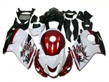 Best 2008-2020 Suzuki GSXR 1300 Hayabusa Motorcycle Fairings - White Red Black