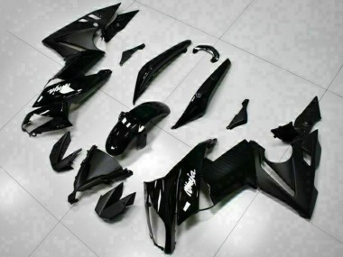 Best 2009-2011 Kawasaki EX650 Motorcycle Fairings - Glossy Black White Decal