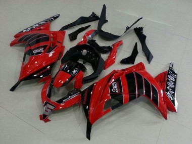 Best 2013-2018 Kawasaki ZX300R Motorcycle Fairings - Red Black Air Force